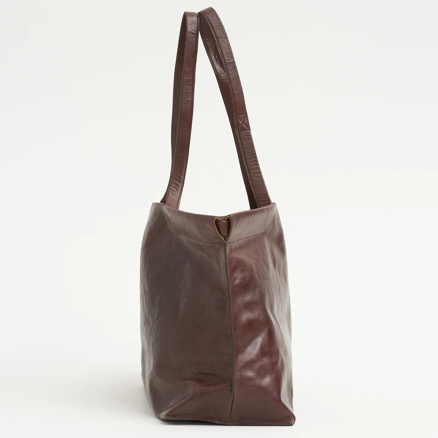 Warm Cocoa Brown Horizontal Rectangular Shopper Tote With Dual Long Shoulder Straps, Wide Unfastened Top Opening And Multi-Segmented Inner Storage Slots